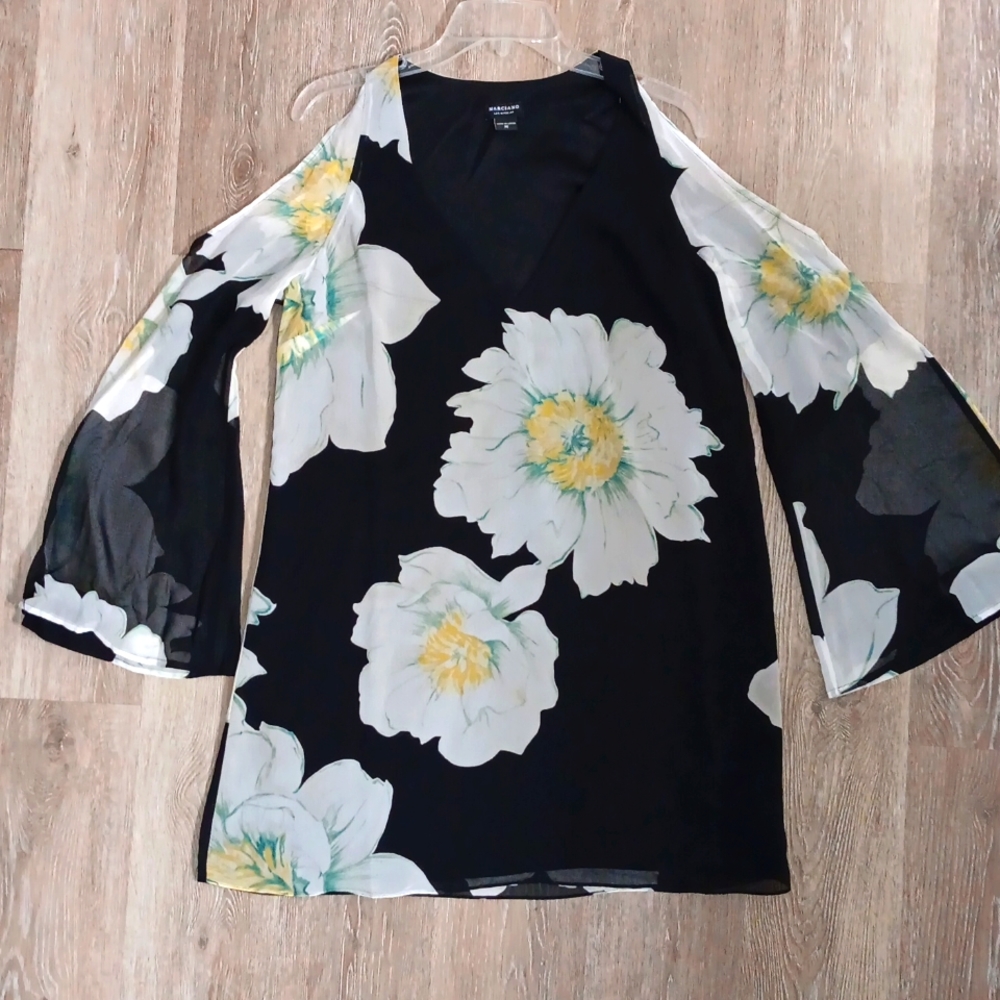 Mini dress by Marciano,  Black/floral combo